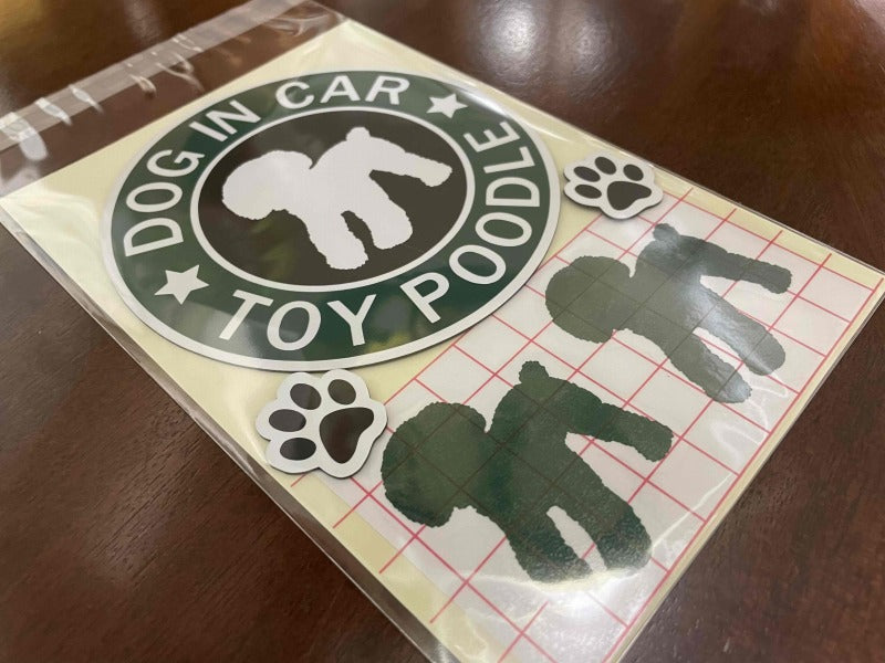 犬(トイプードル)マグネット ステッカー 防水 車用
