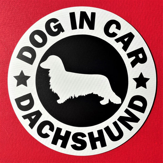 犬（ダックスフンド ロング_WH）マグネット ステッカー 防水 車用