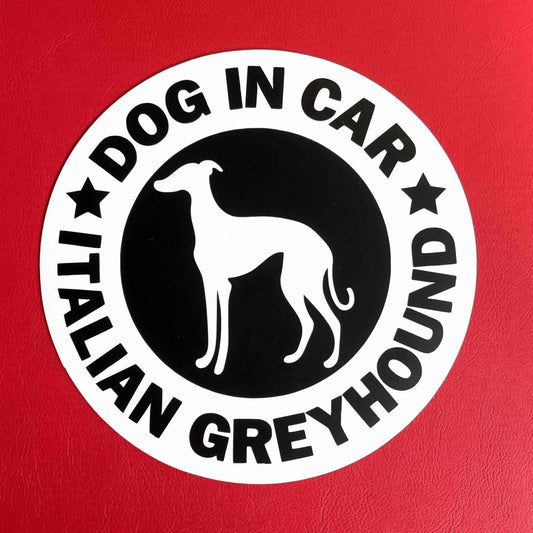 犬（イタリアングレーハウンド_WH）マグネット ステッカー 防水 車用