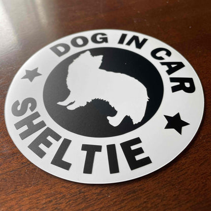 犬（シェットランドシープドッグ_WH）マグネット ステッカー 防水 車用