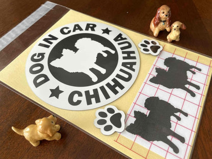 犬（チワワ_ロング_WH）マグネット ステッカー 防水 車用