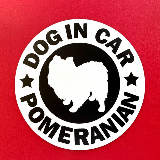 犬（ポメラニアン_WH）マグネット ステッカー 防水 車用