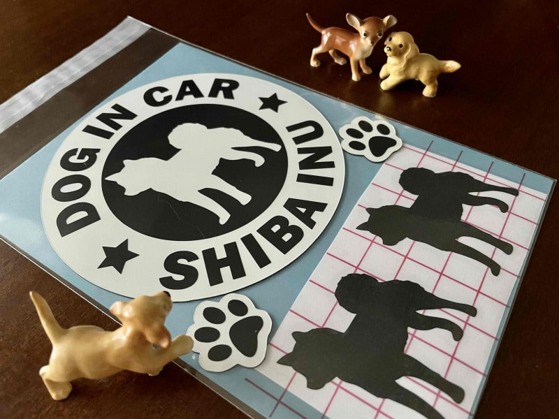 犬（柴犬_WH）マグネット ステッカー 防水 車用