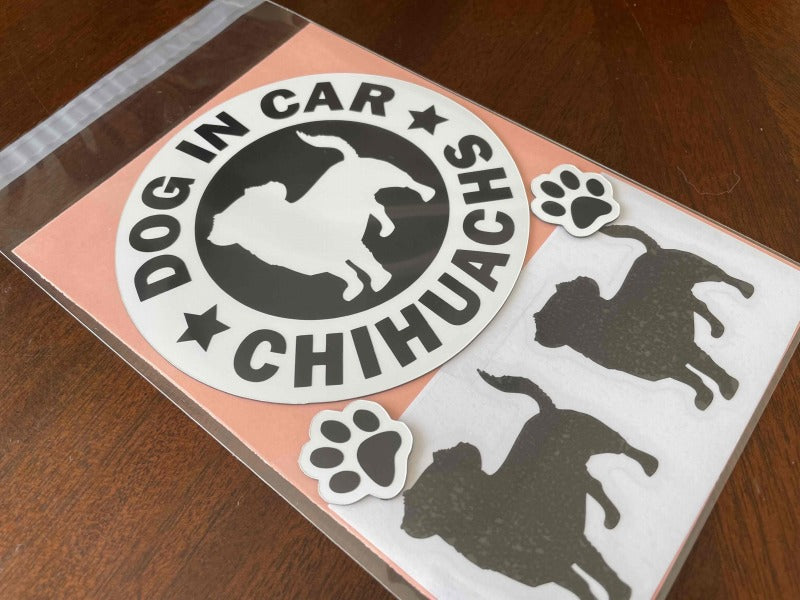 犬（チワックス_WH）マグネット ステッカー 防水 車用